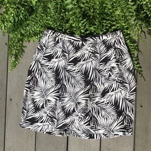 Black & White Palm Print Mini Skirt